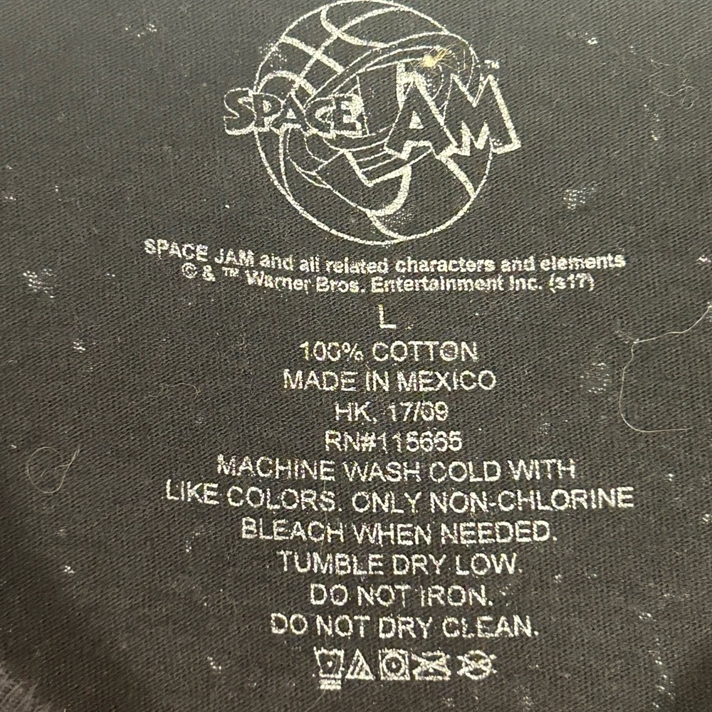 Vintage Space Jam Branded Black Cotton Mens Graphic Tee - Size Large - Picture 3 of 7
